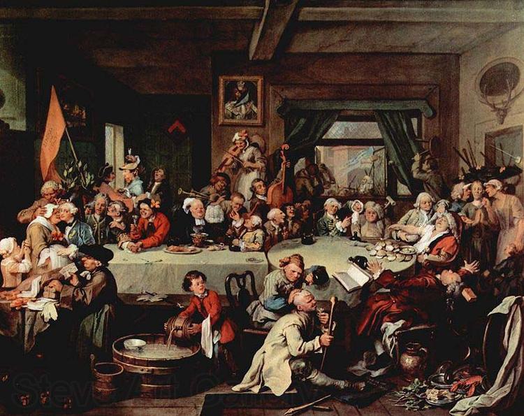 William Hogarth An Election Entertainment featuring Spain oil painting art